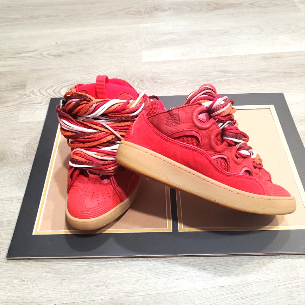 Lanvin Curb . Poppy Red Gum Sneakers